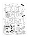 Halloween `Trick or treat!` coloring page, poster or banner Royalty Free Stock Photo